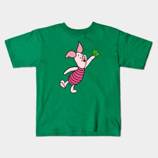 Little Pig with Awareness Ribbon Butterfly (Green) Kids T-Shirt